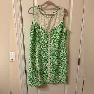 J Howard Green and White Sleeveless Mini Dress